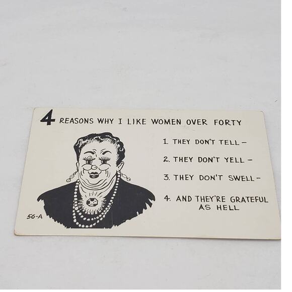 Cooper Photo Humor Laff Card 4 Reasons I Like Women Over 40 Vintage Postcard - Picture 7 of 10